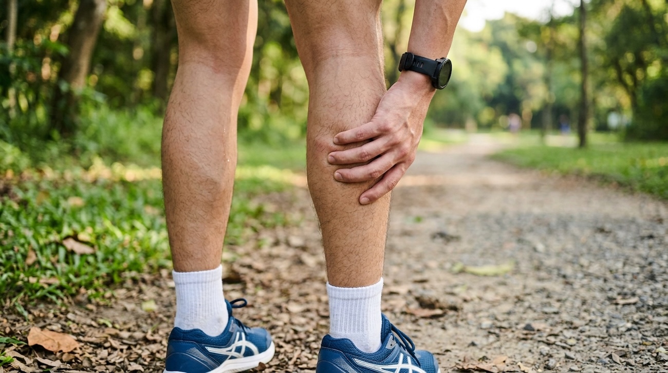 immagine di gambe con persona che ha subito uno strappo al polpaccio